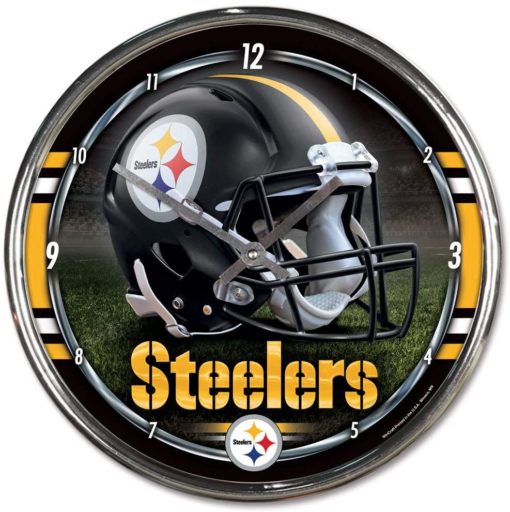 Pittsburgh Steelers Round Chrome Wall Clock