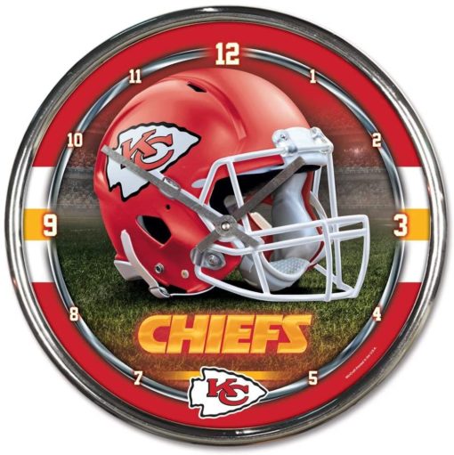 Kansas City Chiefs Round Chrome Wall Clock