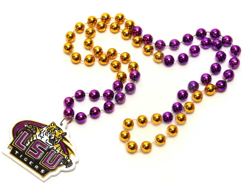 LSU Tigers Mardi Gras Beads with Medallion Detroit Game Gear