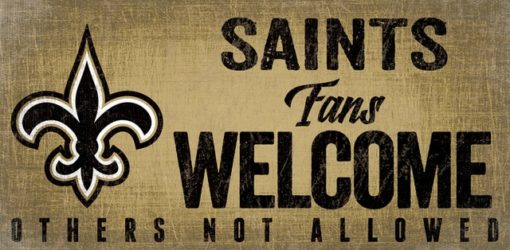 New Orleans Saints Wood Sign - Fans Welcome 12"x6"