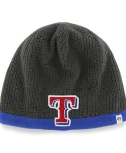 Texas Rangers Grid Fleece Beanie Charcoal 47 Brand YOUTH Hat