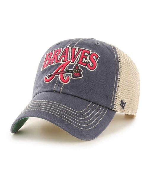 Atlanta Braves 47 Brand Tuscaloosa Vintage Navy Clean Up Adjustable Hat
