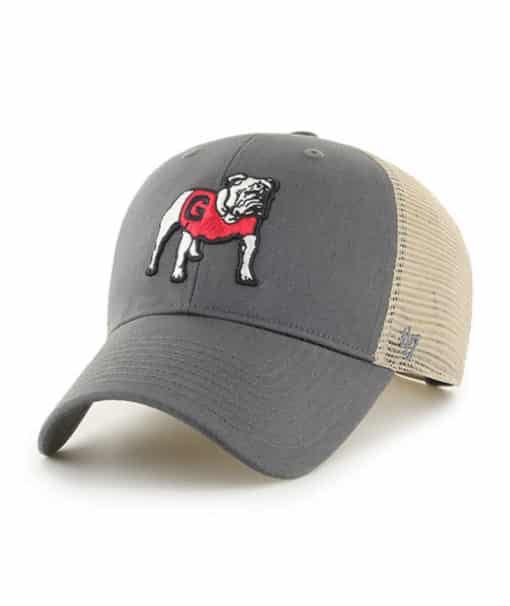 Georgia Bulldogs 47 Brand Charcoal Flagship MVP Khaki Mesh Snapback Hat