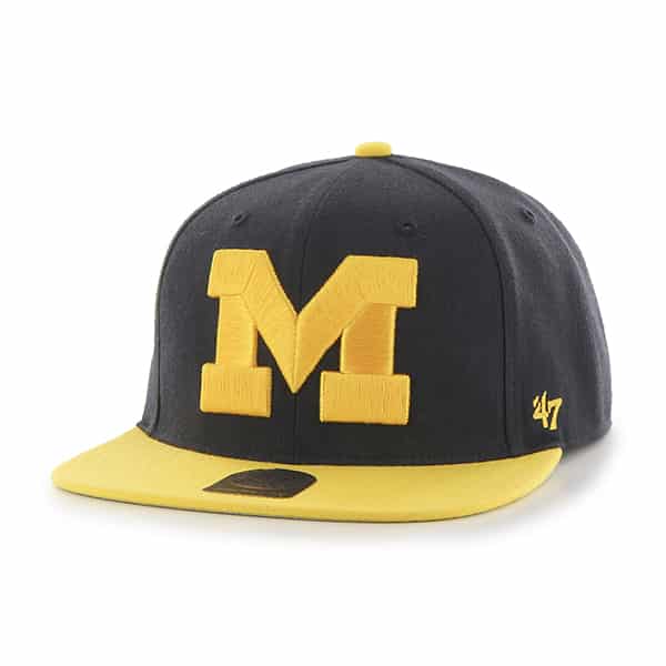 Michigan Wolverines Sure Shot Two Tone Captain Navy 47 Brand Adjustable Hat