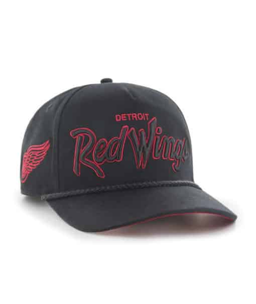 Detroit Red Wings 47 Brand Script Black Snapback Hat