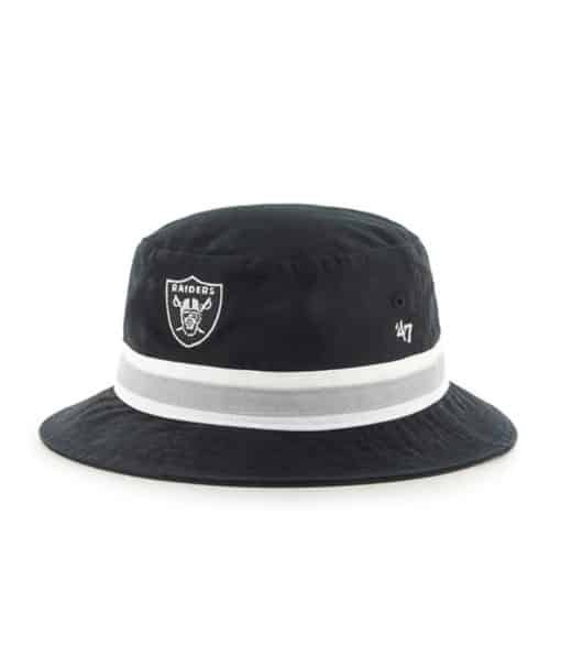 Las Vegas Raiders 47 Brand Black Gray Striped Bucket Hat