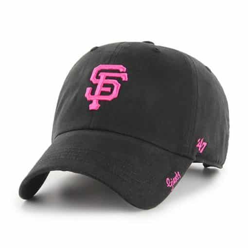 San Francisco Giants KID Girls 47 Brand Black Pink Clean Up Adjustable Hat