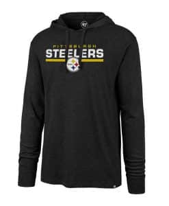 Pittsburgh Steelers Men's 47 Brand Jet Black Hoodie Long Sleeve Tee