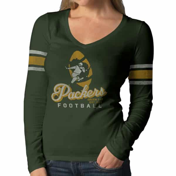 Green Bay Packers Homerun Long Sleeve T-Shirt Womens Bottle Green 47 Brand