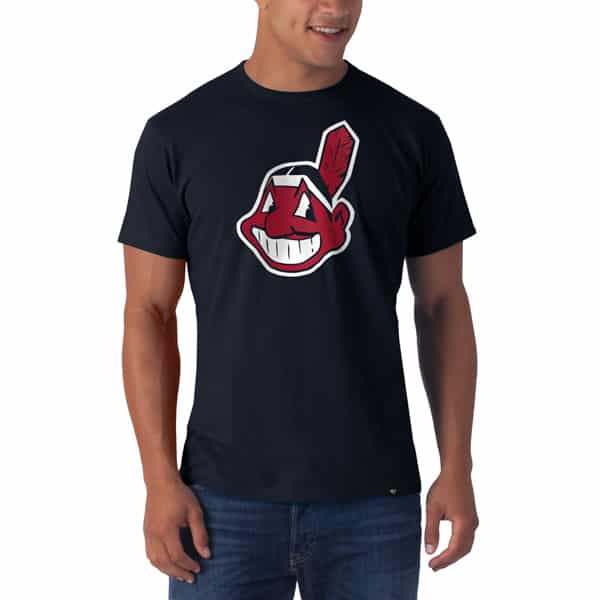 Cleveland Indians MEDIUM Men's 47 Brand Fall Navy T-Shirt Tee - Detroit