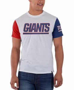 New York Giants Double Up T-Shirt Mens Slim White Wash 47 Brand