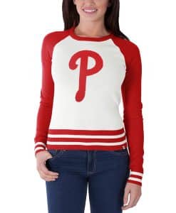 Philadelphia Phillies Women's 47 Brand Red White Passblock Sweater