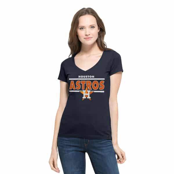 Houston Astros Clutch Flanker V-Neck Shirt Womens Fall Navy 47 Brand