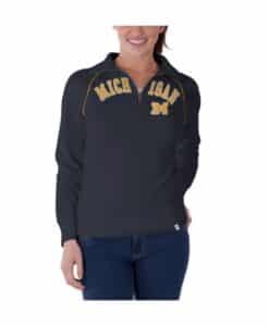 Michigan Wolverines Women's 47 Brand Vintage Navy 1/4 Zip Pullover