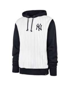 New York Yankees Men's 47 Brand White Navy Pinstripe Pullover Hoodie