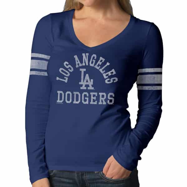 Los Angeles Dodgers Homerun Long Sleeve T-Shirt Womens Bleacher Blue 47 Brand