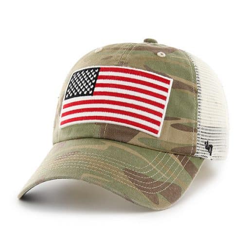 Operation Hat Trick Faded Camo 47 Brand Adjustable USA Flag Hat