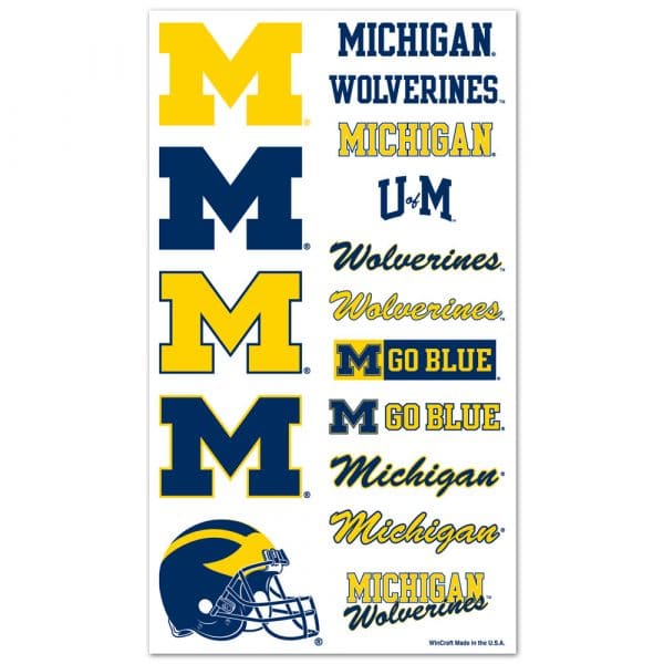 Michigan Wolverines Temporary Tattoos - Detroit Game Gear