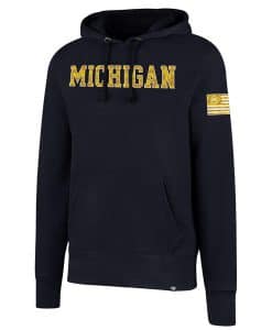Michigan Wolverines Men's 47 Brand Camo Navy Headline Pullover Hoodie