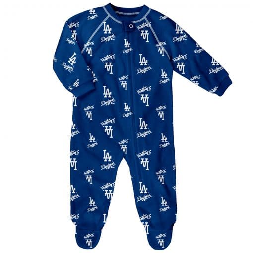 Los Angeles Dodgers Baby Blue Raglan Zip Up Sleeper Coverall