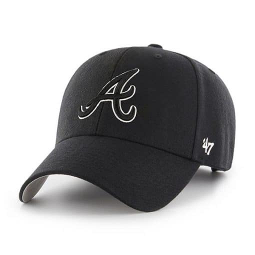 Atlanta Braves 47 Brand Black White Logo MVP Adjustable Hat