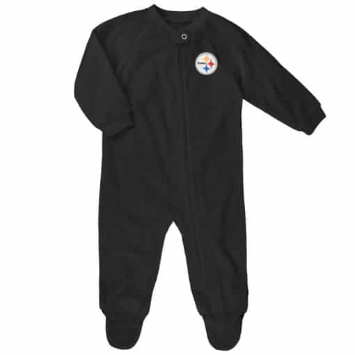 Pittsburgh Steelers Baby Black Zip Up Blanket Sleeper Coverall