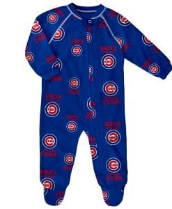 Chicago Cubs Baby Blue Raglan Zip Up Sleeper Coverall