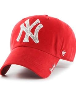 New York Yankees Women's 47 Brand Sparkle Red Clean Up Adjustable Hat
