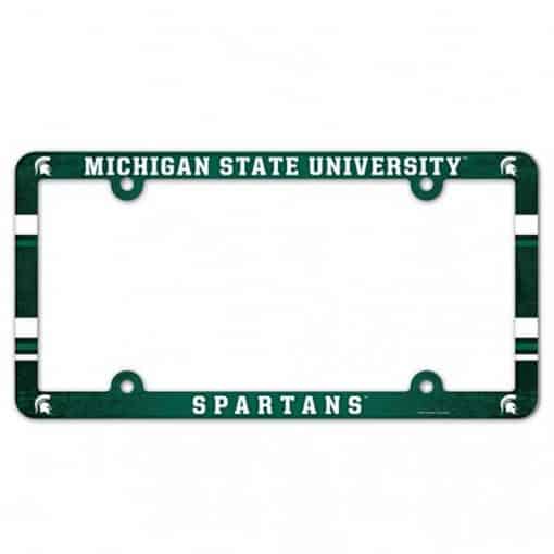 Michigan State Spartans Plastic License Plate Frame - Full Color Green