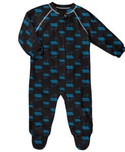 Carolina Panthers Baby Black Raglan Zip Up Sleeper Coverall