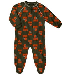 Cleveland Browns Baby Brown Raglan Zip Up Sleeper Coverall