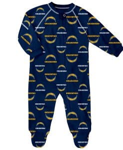 Los Angeles Chargers Baby Navy Raglan Zip Up Sleeper Coverall