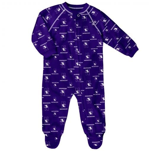 Northwestern Wildcats Baby Purple Raglan Zip Up Sleeper Coverall
