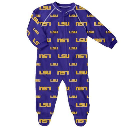 LSU Tigers Baby Purple Raglan Zip Up Sleeper Coverall