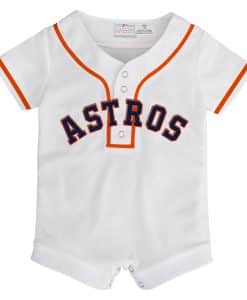 Houston Astros Baby White Button Up Jersey Romper Coverall