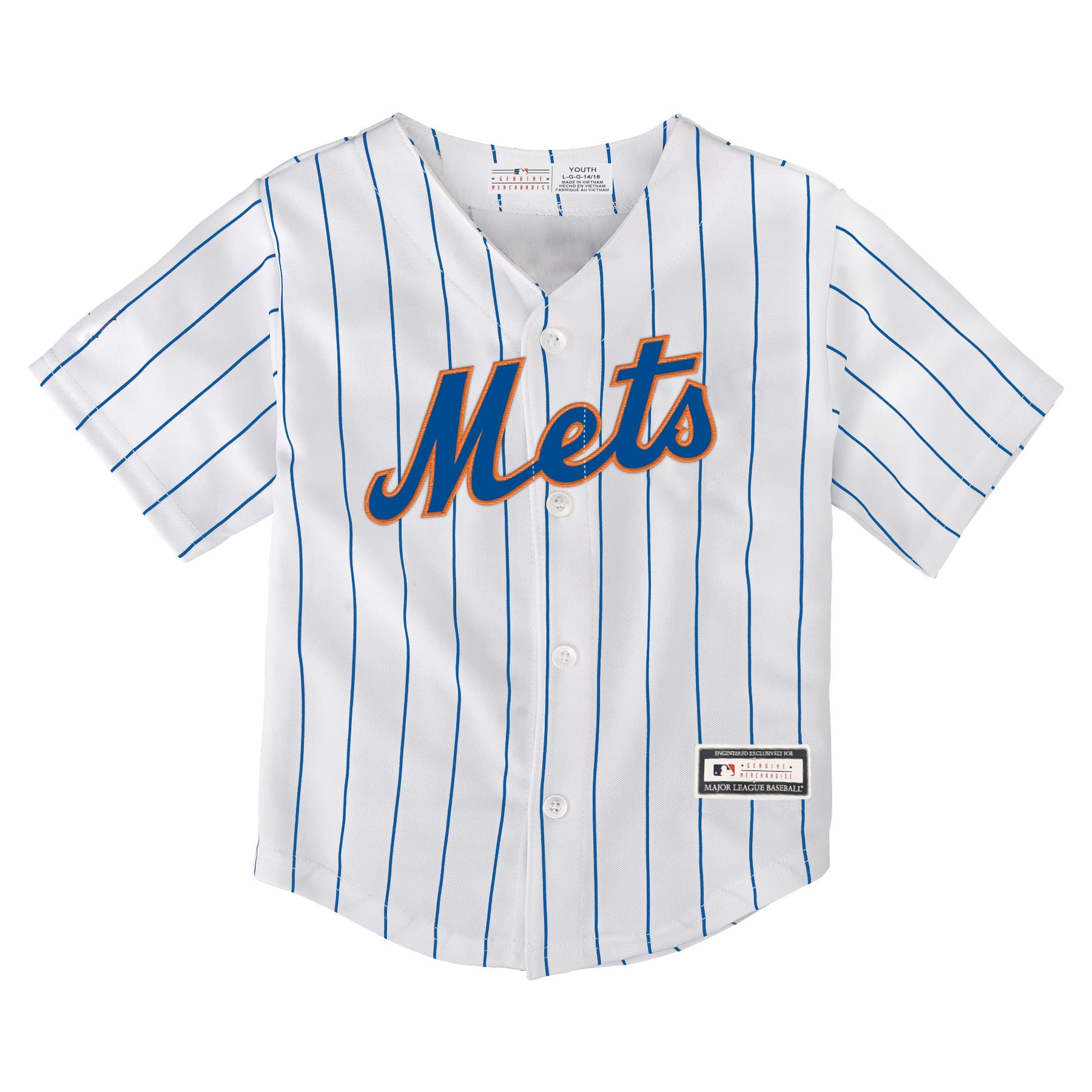 New York Mets Baby 24M White Home Pinstripe Jersey - Detroit Game Gear
