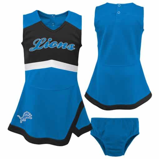 Detroit Lions Baby Girls Blue Cheer Jumper Dress