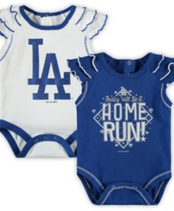 Los Angeles Dodgers Baby Girl Sparkle Blue 2 Pack Onesie Creeper Set