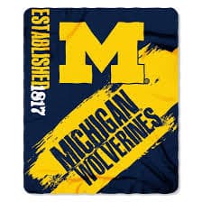 Michigan Wolverines 50" x 60" Blue And Gold Rolled Fleece Blanket