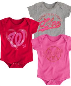 Washington Nationals Baby Girls Sparkle Pink 3 Pack Creeper