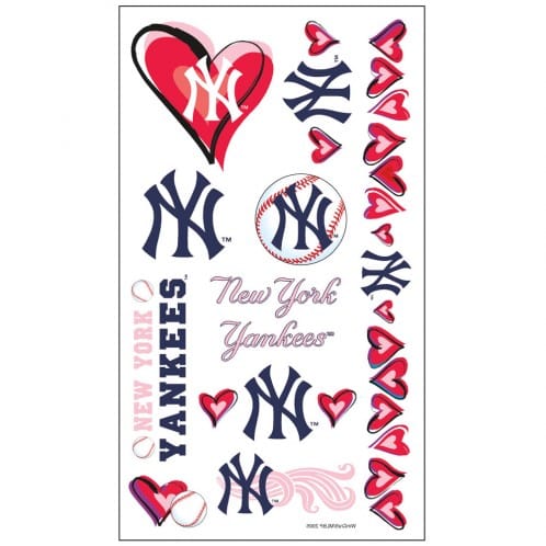 New York Yankees Hearts Temporary Tattoos