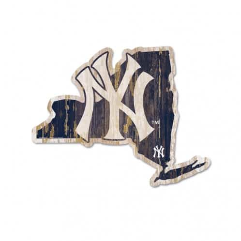 New York Yankees Navy New York Shape Wood Sign