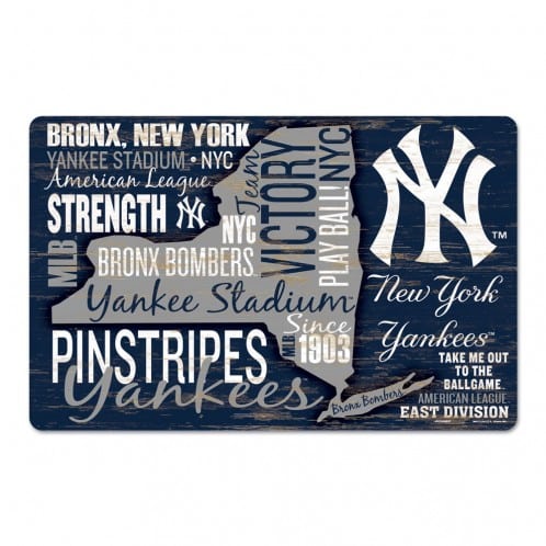 New York Yankees Wordage 11" x 17" Wood Sign
