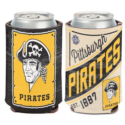 Pittsburgh Pirates 12 oz Black Yellow Cooperstown Can Cooler Holder