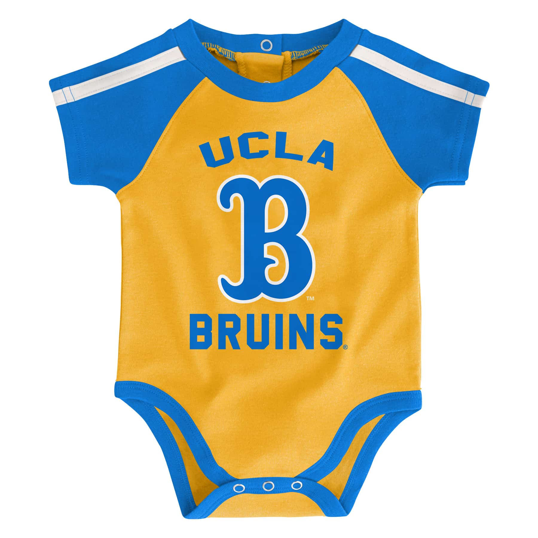 UCLA Bruins Baby Gold Blue 3 Piece Creeper Set - Detroit Game Gear