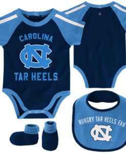 North Carolina Tar Heels Baby Blue 3 Piece Creeper Set