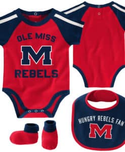 Mississippi Ole Miss Rebels Red Navy 3 Piece Creeper Set