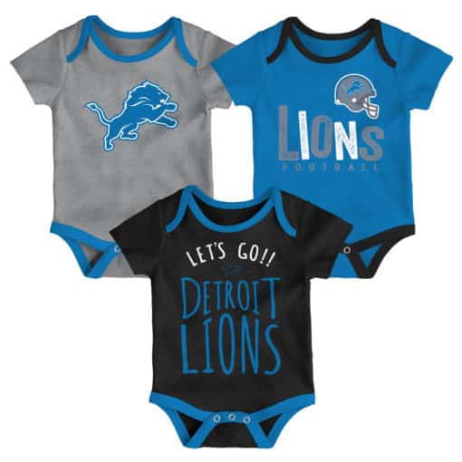 Detroit Lions 3 Pack Baby Onesie Creeper Set
