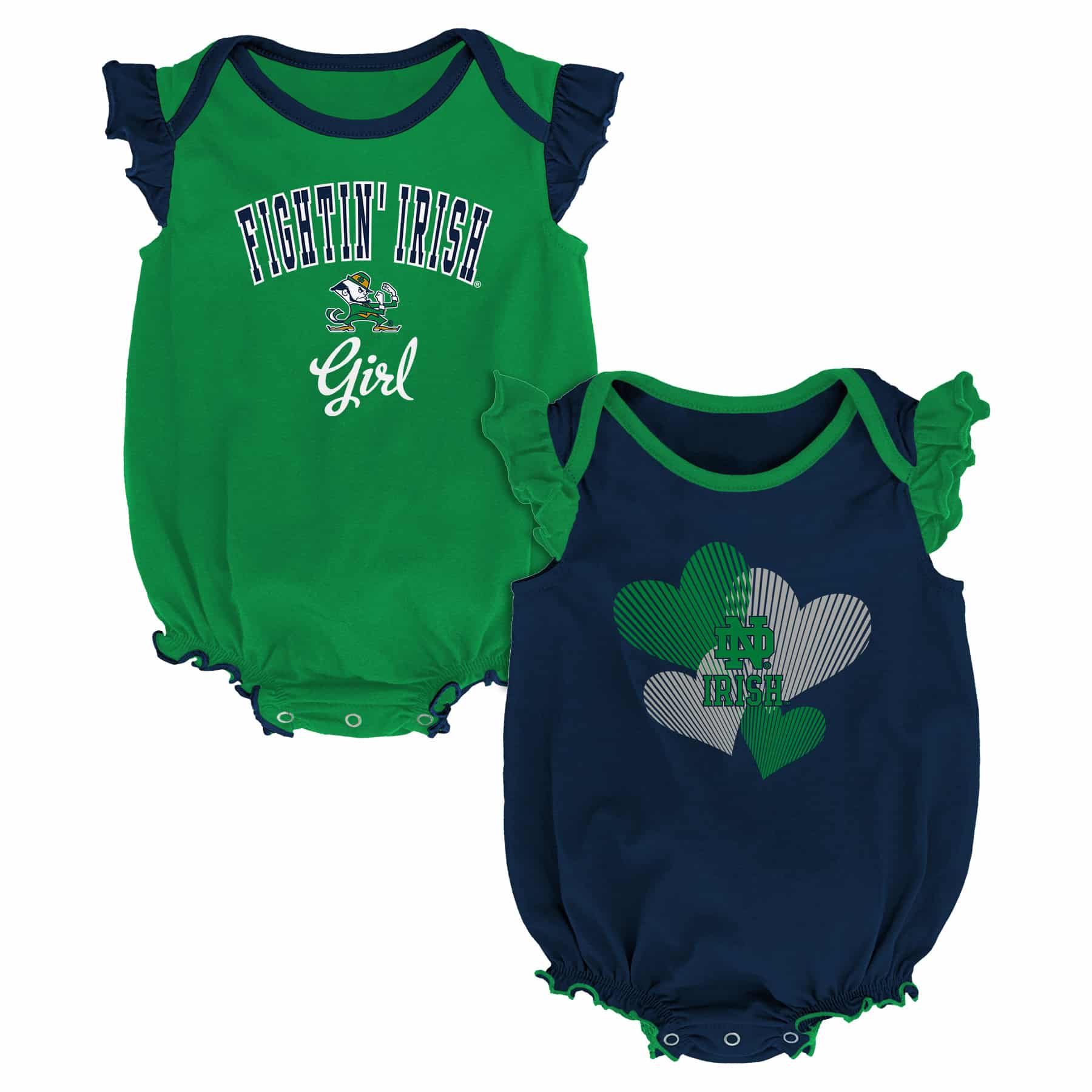 Notre Dame Fighting Irish Baby Girl 2 Pack Onesie Creeper Set - Detroit ...