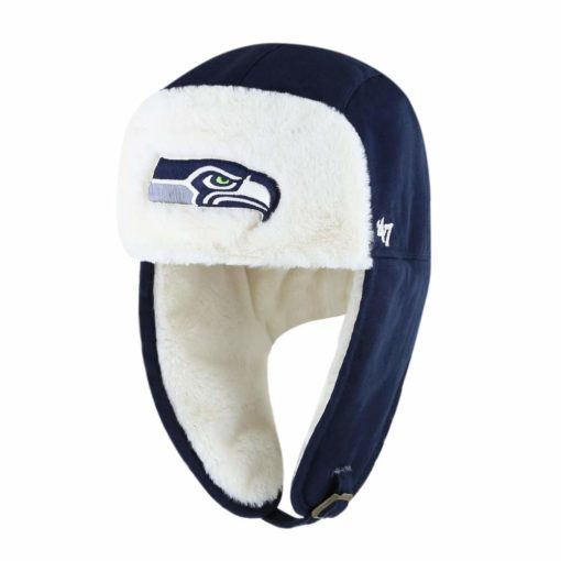 Seattle Seahawks 47 Brand Navy Trapper Knit Winter Hat